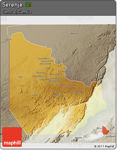 Physical 3D Map of Serenje, semi-desaturated