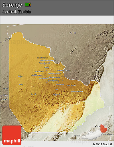 Physical 3D Map of Serenje, semi-desaturated