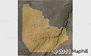 Satellite 3D Map of Serenje, darken, semi-desaturated
