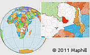 Political Location Map of Serenje, highlighted country