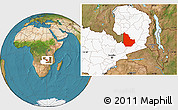 Satellite Location Map of Serenje, highlighted country