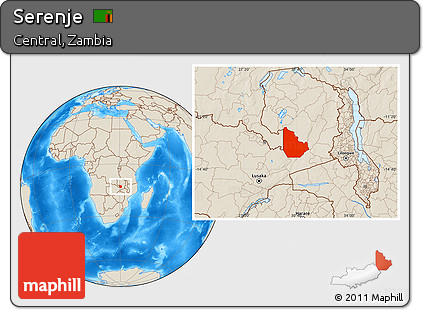 Shaded Relief Location Map of Serenje