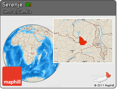 Shaded Relief Location Map of Serenje
