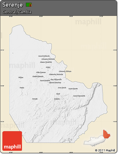 Classic Style Map of Serenje, single color outside