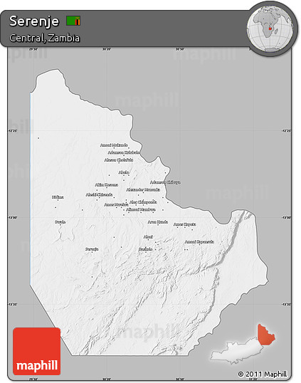 Gray Map of Serenje, single color outside