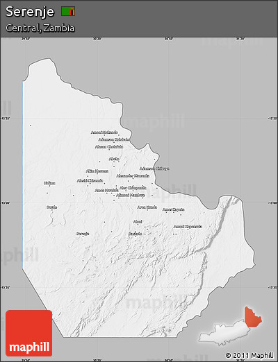 Gray Map of Serenje, single color outside