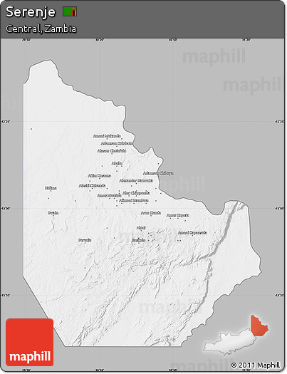 Gray Map of Serenje, single color outside