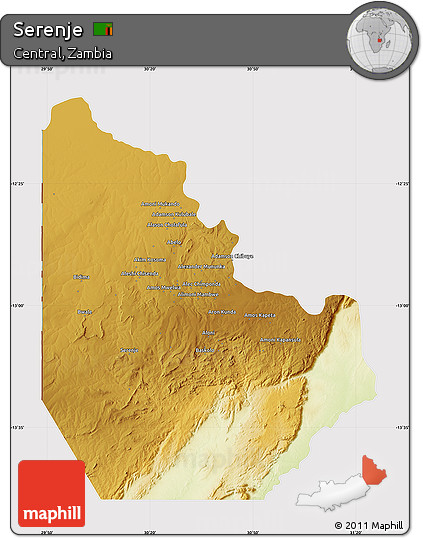 Physical Map of Serenje, cropped outside