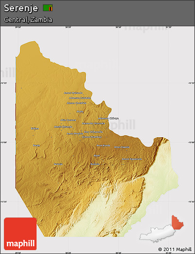 Physical Map of Serenje, cropped outside