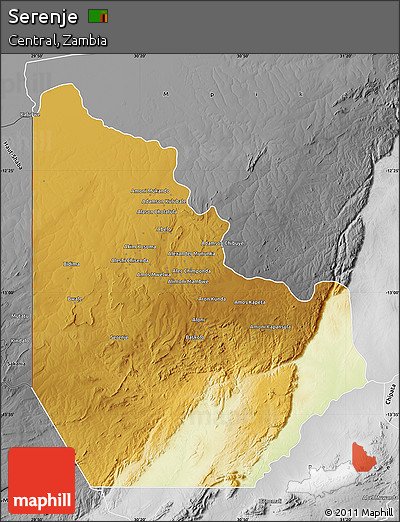 Physical Map of Serenje, desaturated