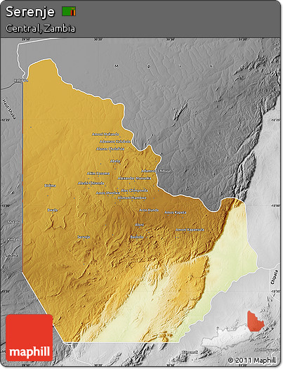 Physical Map of Serenje, desaturated