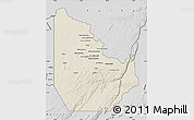 Shaded Relief Map of Serenje, desaturated