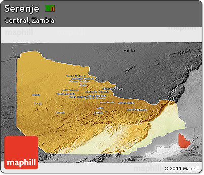Physical Panoramic Map of Serenje, darken, desaturated