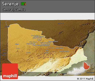 Physical Panoramic Map of Serenje, darken