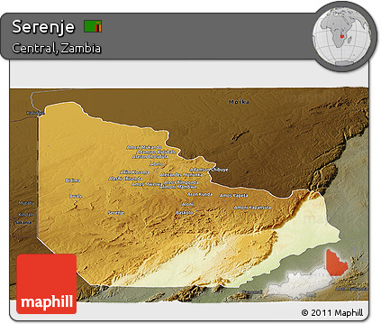 Physical Panoramic Map of Serenje, darken