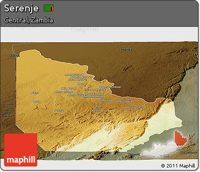 Physical Panoramic Map of Serenje, darken