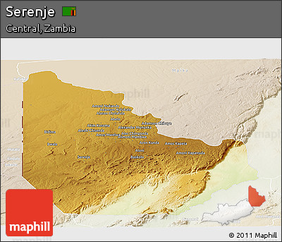 Physical Panoramic Map of Serenje, lighten