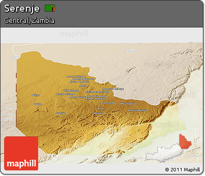 Physical Panoramic Map of Serenje, lighten