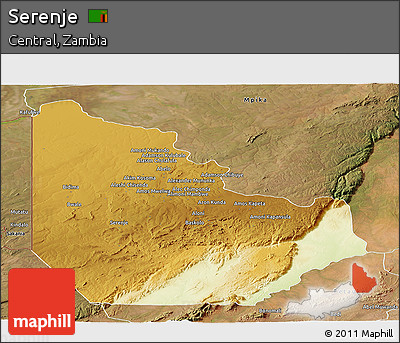 Physical Panoramic Map of Serenje, satellite outside