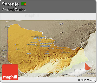 Physical Panoramic Map of Serenje, semi-desaturated
