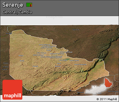 Satellite Panoramic Map of Serenje, darken