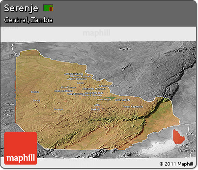 Satellite Panoramic Map of Serenje, desaturated
