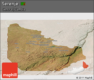 Satellite Panoramic Map of Serenje, lighten