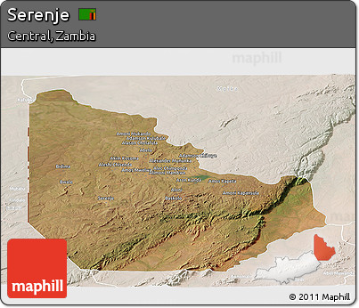 Satellite Panoramic Map of Serenje, lighten
