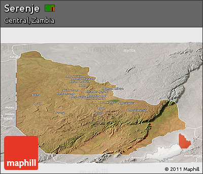 Satellite Panoramic Map of Serenje, lighten, semi-desaturated