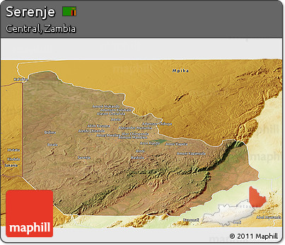 Satellite Panoramic Map of Serenje, physical outside