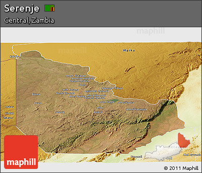 Satellite Panoramic Map of Serenje, physical outside