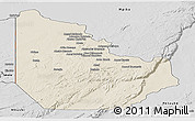 Shaded Relief Panoramic Map of Serenje, desaturated