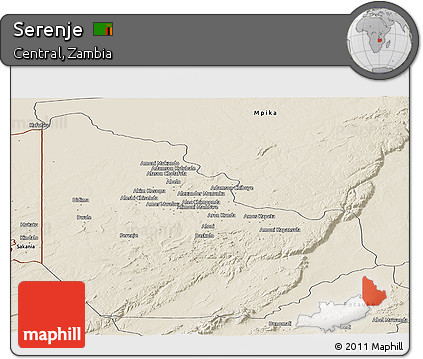 Shaded Relief Panoramic Map of Serenje