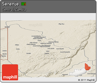 Shaded Relief Panoramic Map of Serenje