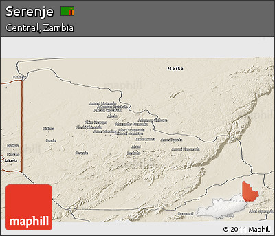 Shaded Relief Panoramic Map of Serenje
