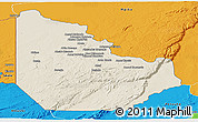 Shaded Relief Panoramic Map of Serenje, political outside