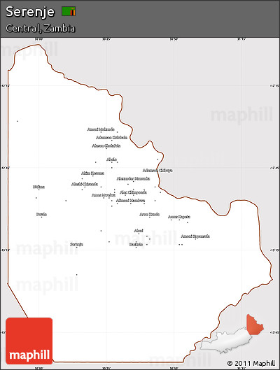 Classic Style Simple Map of Serenje, cropped outside