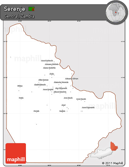 Classic Style Simple Map of Serenje, cropped outside
