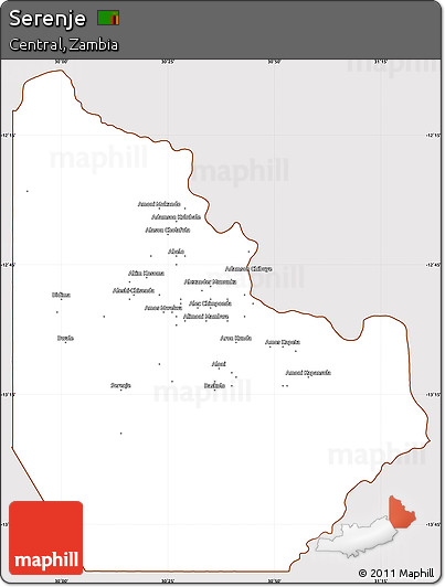 Classic Style Simple Map of Serenje, cropped outside