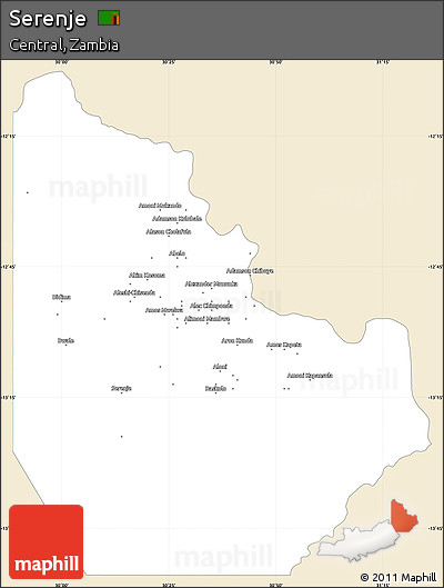 Classic Style Simple Map of Serenje, single color outside
