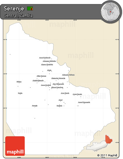 Classic Style Simple Map of Serenje, single color outside