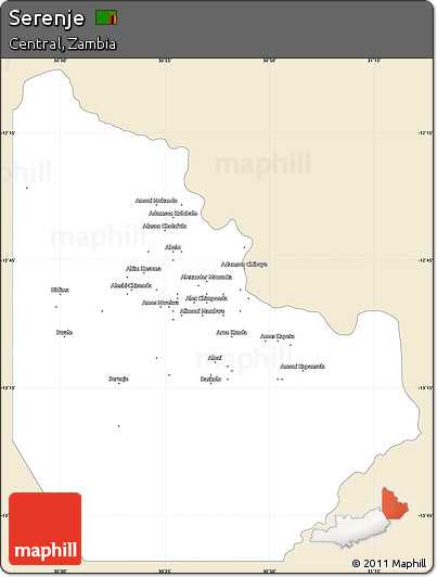 Classic Style Simple Map of Serenje, single color outside