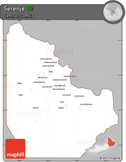 Gray Simple Map of Serenje, cropped outside