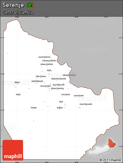 Gray Simple Map of Serenje, cropped outside