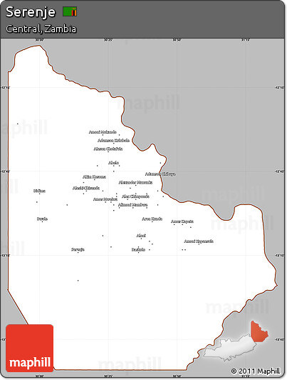 Gray Simple Map of Serenje, cropped outside
