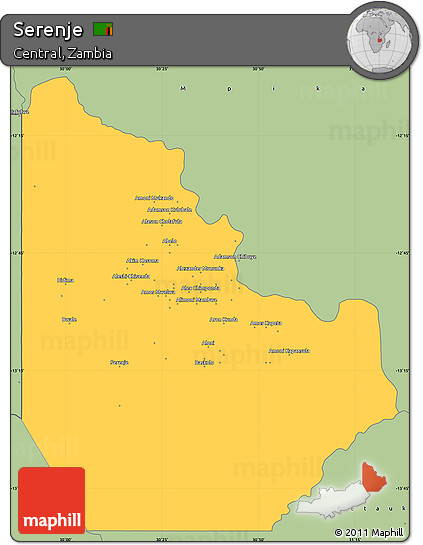 Savanna Style Simple Map of Serenje