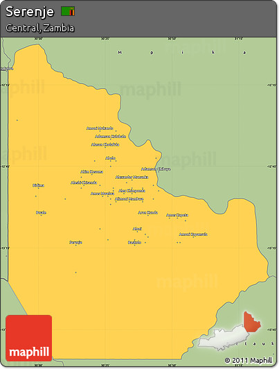 Savanna Style Simple Map of Serenje