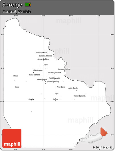 Silver Style Simple Map of Serenje, cropped outside