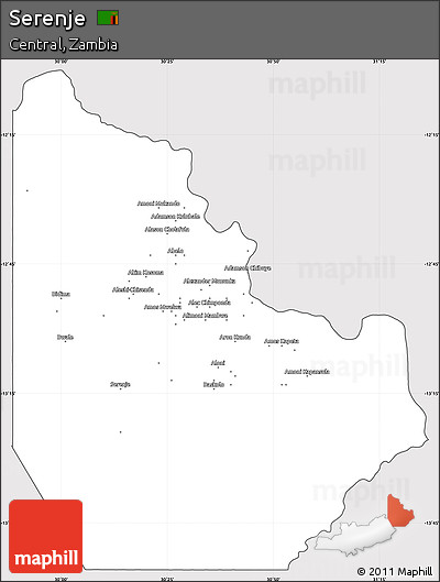 Silver Style Simple Map of Serenje, cropped outside