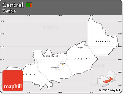 Silver Style Simple Map of Central, cropped outside